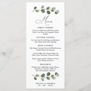 Eucalyptus Menu Mariage, Mariage vert