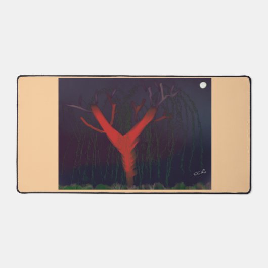 Eucalyptus Midnight Desk Mat. Impressionist art. Bureaumat (Voorkant)