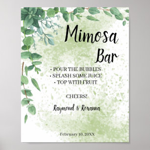 Eucalyptus Mimosa Bar Bruidsdouche Trouwfeest Bord Poster