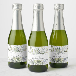 Eucalyptus Mini Mousserende Wijn Flesetiketten Sparkling Wijnetiket