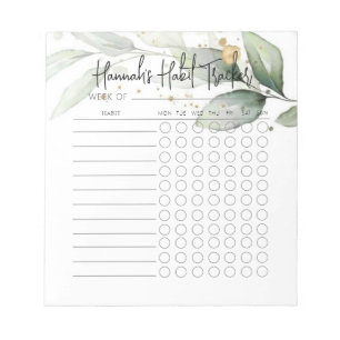 Eucalyptus Minimale Script Habit Tracker-laptop Notitieblok