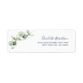 Eucalyptus Minimalistisch Script Retouradres Etiket (Voorkant)