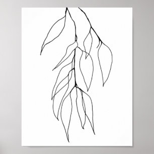Eucalyptus minimalistische botanische lijnkunst poster