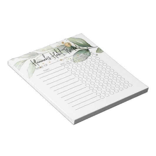 Eucalyptus Minime Script Habit Tracker Bloc-notes (Incliné)