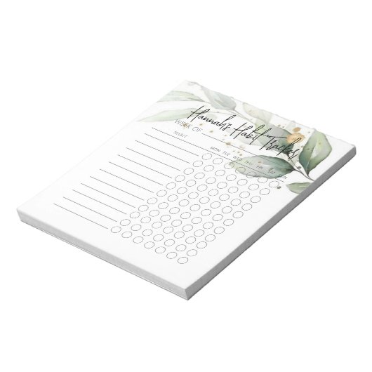 Eucalyptus Minime Script Habit Tracker Bloc-notes (Tourné)
