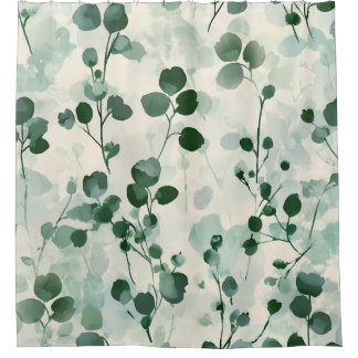 Eucalyptus Mint Waterverf Floral Douchegordijn