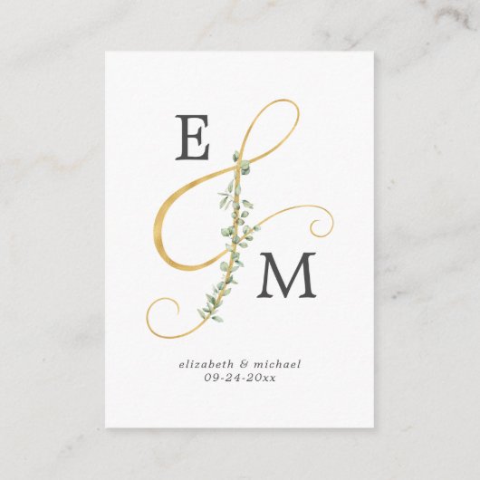 Eucalyptus Modern Ampersand Wedding Website QR Informatiekaartje (Achterkant)