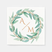 Eucalyptus Modern Calligraphy Monogram Weddenschap Servet (Voorkant)