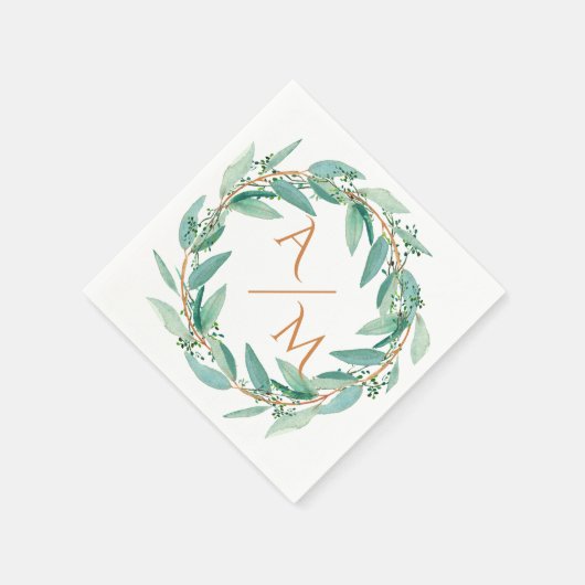 Eucalyptus Modern Calligraphy Monogram Weddenschap Servet (Hoek)