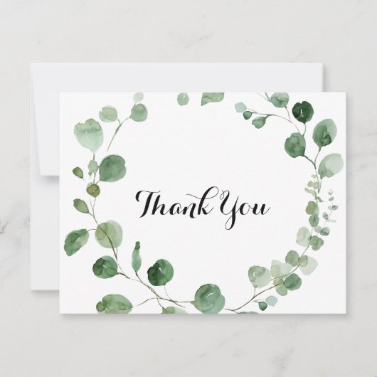Eucalyptus Modern Flat Weddenschap Hartelijk dank Bedankkaart (Voorkant)