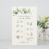 Eucalyptus Modern Icon Weduwprogramma Briefpapier (Staand voorkant)