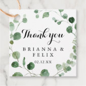 Eucalyptus Modern Kalligrafie Trouwplezier Labels (Voorkant)