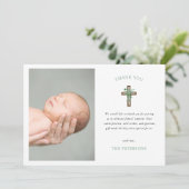 Eucalyptus Modern Kruis Doop Foto Bedankt (Staand voorkant)