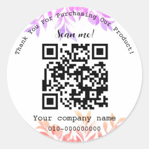 Eucalyptus, Modern, Minimalistisch, QR-code Hartel Ronde Sticker