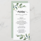 Eucalyptus Modern Rustiek Bruiloft Elopement Diner Menu (Voorkant / Achterkant)