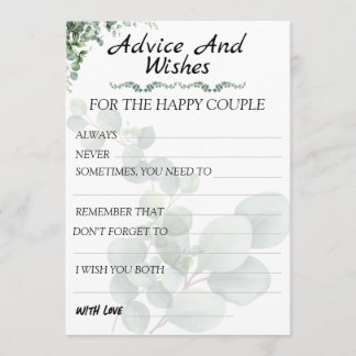 Eucalyptus Modern  Wedding Advice and Wishes Advieskaart