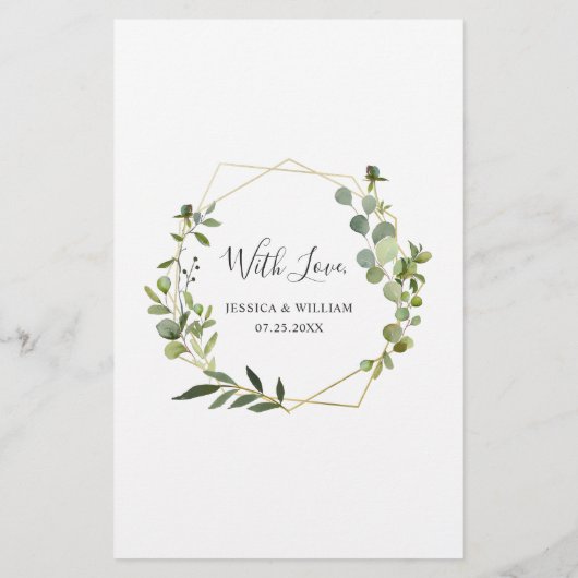 Eucalyptus moderne Aquarelle Mariage Dîner Menu (Dos)