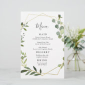 Eucalyptus moderne Aquarelle Mariage Dîner Menu (Debout devant)