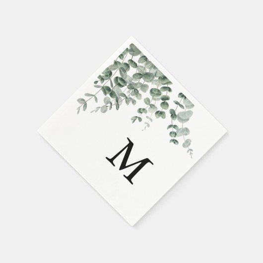 Eucalyptus Moderne Calligrafie Monogram Bruiloft Servet (Hoek)