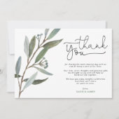 Eucalyptus moderne Carte de remerciements Mariage (Devant)