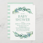Eucalyptus moderne | Invitation Baby shower (Devant / Derrière)