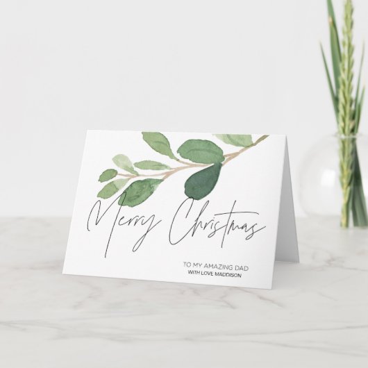Eucalyptus moderne Joyeuse carte de Noël pour papa (Devant)