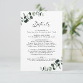 Eucalyptus Moderne Kalligrafie Bruiloft Details Informatiekaartje (Staand voorkant)