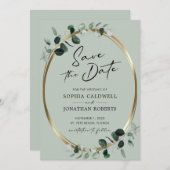 Eucalyptus Moderne kalligrafie Sage Wedding Save The Date (Voorkant / Achterkant)