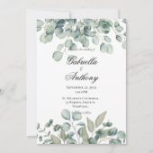 Eucalyptus moderne vert invitation mariage (Devant)