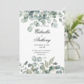 Eucalyptus moderne vert invitation mariage (Debout devant)