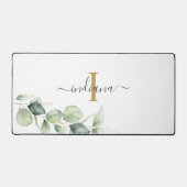 Eucalyptus Monogram Script Naam Minimalistisch Bureaumat (Voorkant)