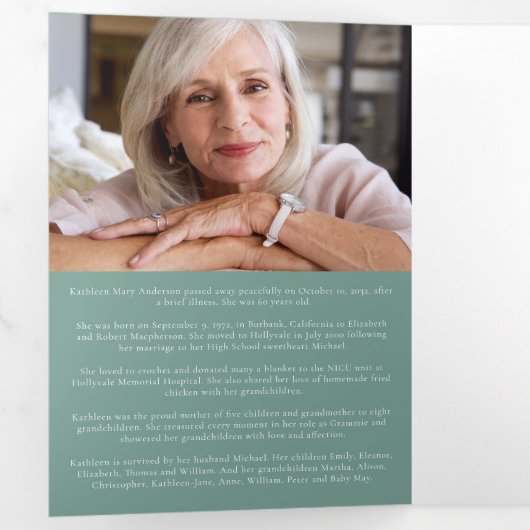 Eucalyptus Motif Photo Memorial Service Programme (Intérieur en premier)