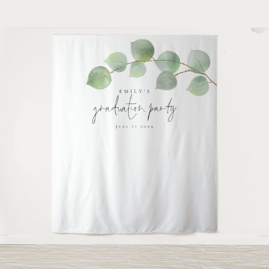 Eucalyptus Naam Afstudeerfeest Foto Achtergrond Wandkleed (Voorkant)