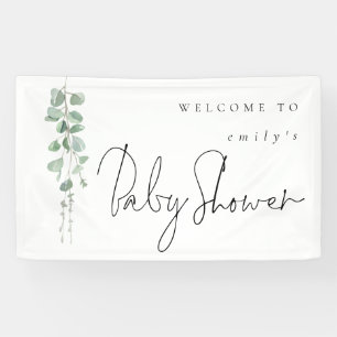 Eucalyptus Name Welkom in Baby shower Spandoek