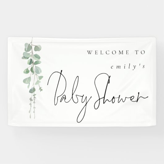 Eucalyptus Name Welkom in Baby shower Spandoek (Horizontaal)