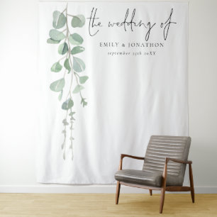 Eucalyptus Namen Datum huwelijk foto achtergrond Wandkleed