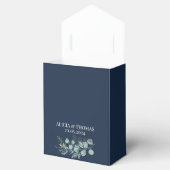 Eucalyptus Navy Blauwe Botanische Initialen Huweli Bedankdoosjes (Geopend)