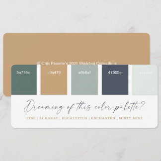 Eucalyptus Navy & Goud Huwelijkskleurenpaletkaart Kaart
