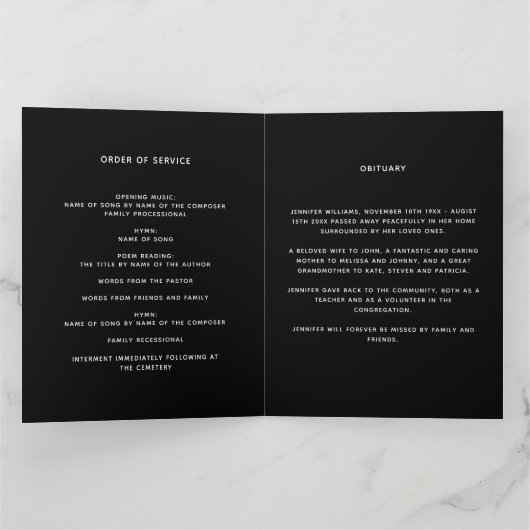 Eucalyptus noir doré programme funéraire photo (Intérieur)