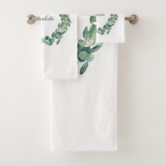 Eucalyptus nom vert script blanc (En situation)