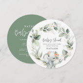 eucalyptus olifant cute groene baby shower uitnodi kaart (Voorkant / Achterkant)