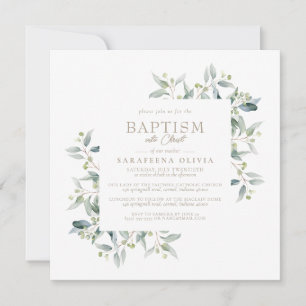 Eucalyptus omlijst eenvoudige elegante moederdoop kaart
