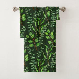 Eucalyptus op donkergroen bad handdoek