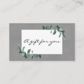 Eucalyptus op grijs cadeaubon visitekaartje (Voorkant)
