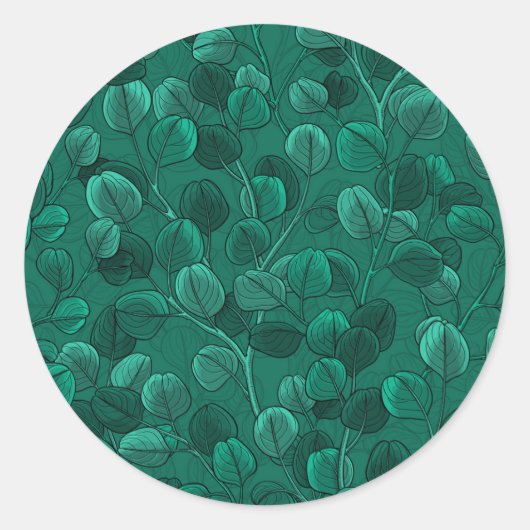 Eucalyptus op groen ronde sticker (Voorkant)