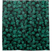 Eucalyptus op zwart douchegordijn (Voorkant)