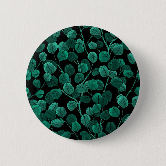 Eucalyptus op zwart ronde button 5,7 cm (Voorkant)