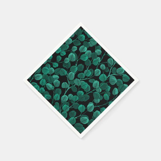 Eucalyptus op zwart servet (Hoek)