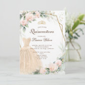 eucalyptus or floral Quinceañera Invitation (Debout devant)