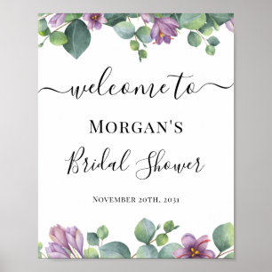 Eucalyptus Paarse Groene Bruiloft Feestelijke Ontv Poster